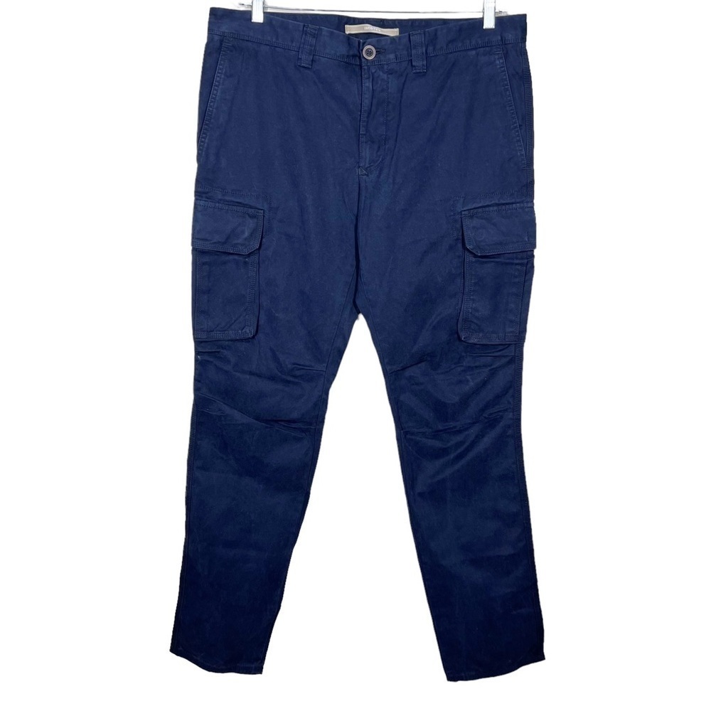 Incotex Mens Navy Blue Slim Fit Cargo Slacks Pants 100% Cotton Size 38 Waist